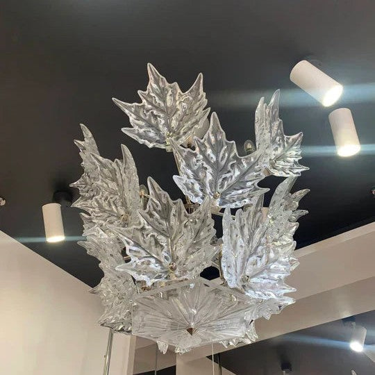 Modern Creative Clear Crystal Maple Leaf Chandelier for Living Room/Bedroom
