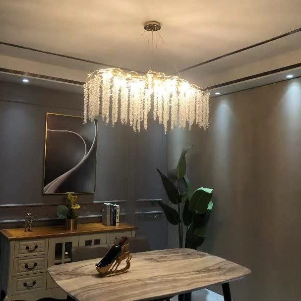 Branch Style Ceiling Light Crystal icicle Chandelier For Dining Table for Modern Home
