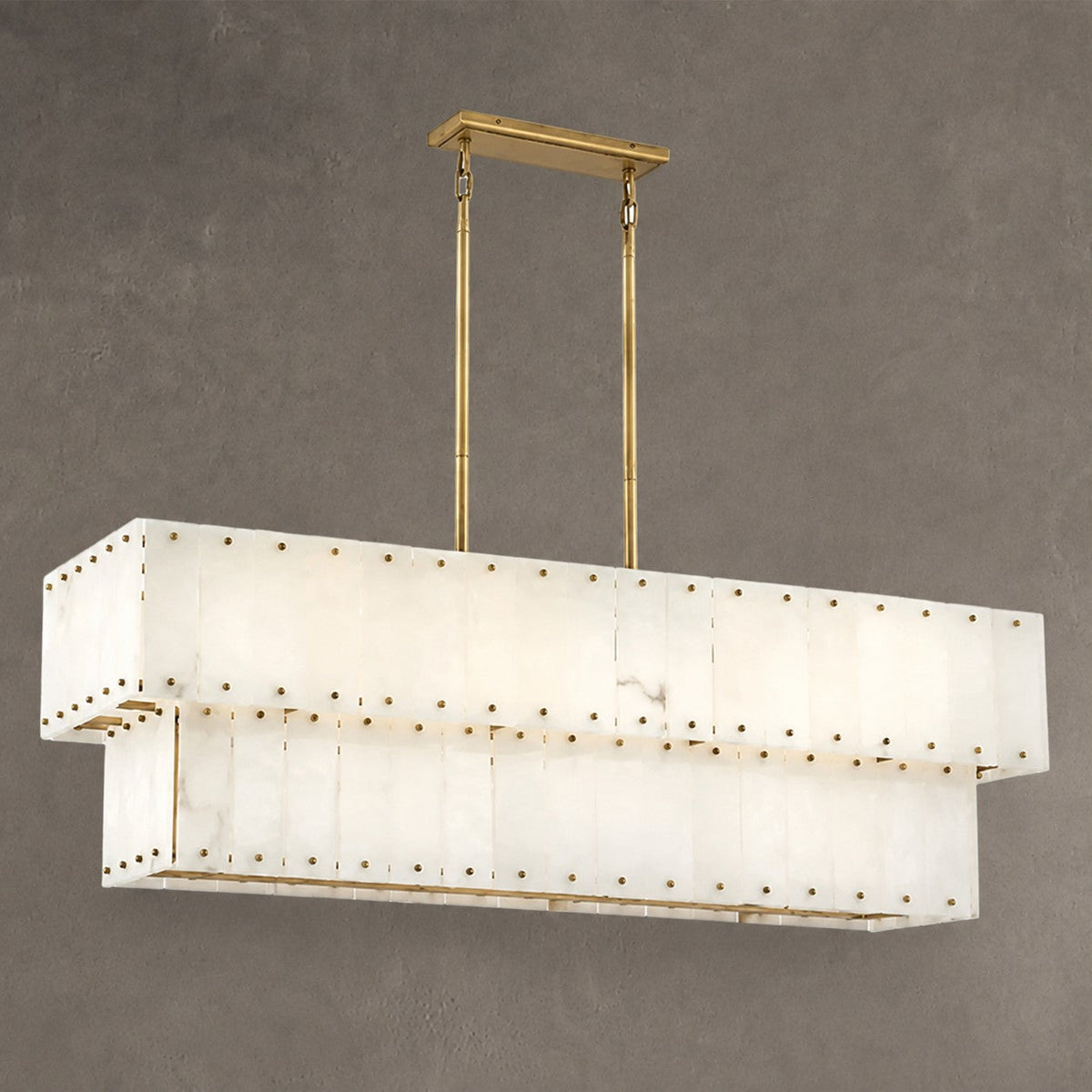 Two-Tier Alabaster Linear Chandelier