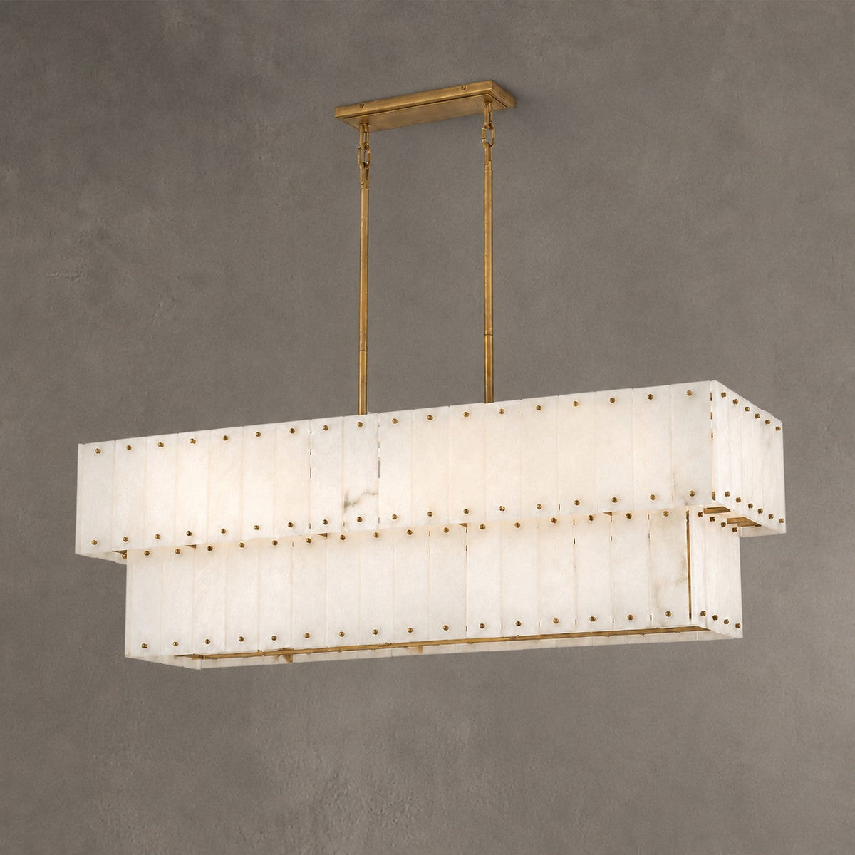Two-Tier Alabaster Linear Chandelier