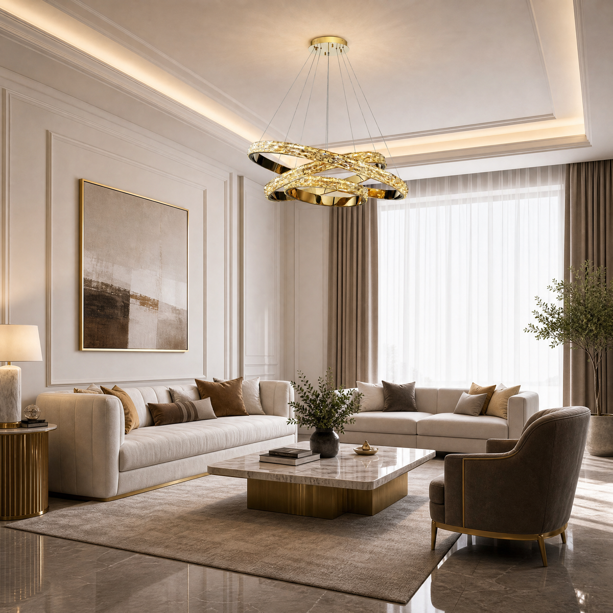 Ariis Triple Ring Crystal Chandelier