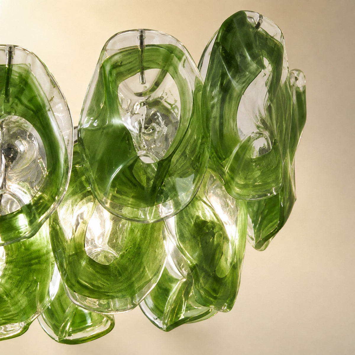 Verdalia Sculptural Green Glass Linear Chandelier