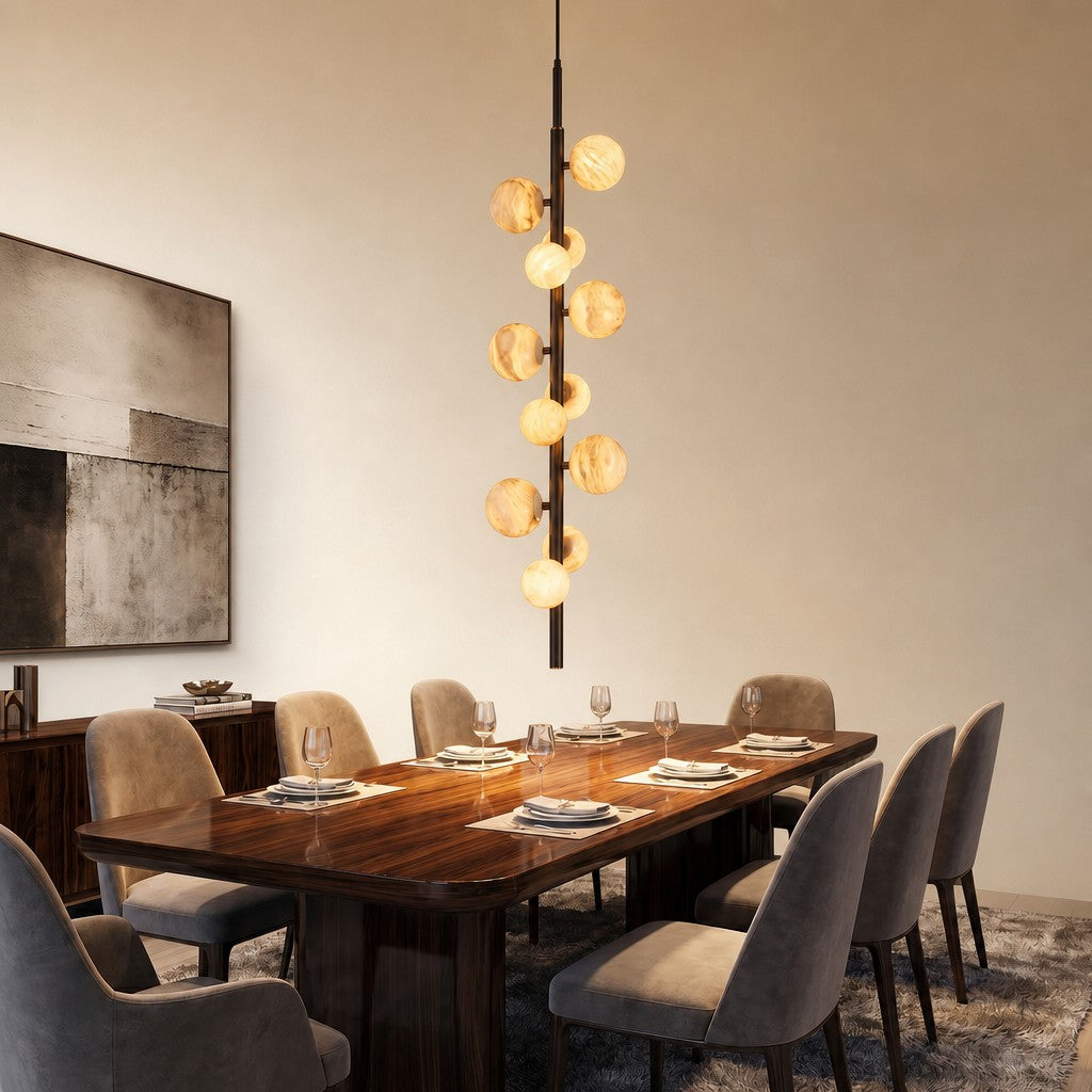 Vertical Orb Cascade Alabaster Pendant Light