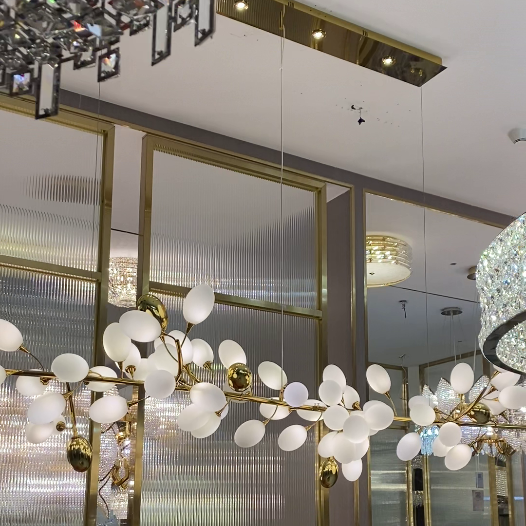 Modern Nordic Creative Art Designer Ring/Linear Pure White Grape Chandelier for Living/Dining Room