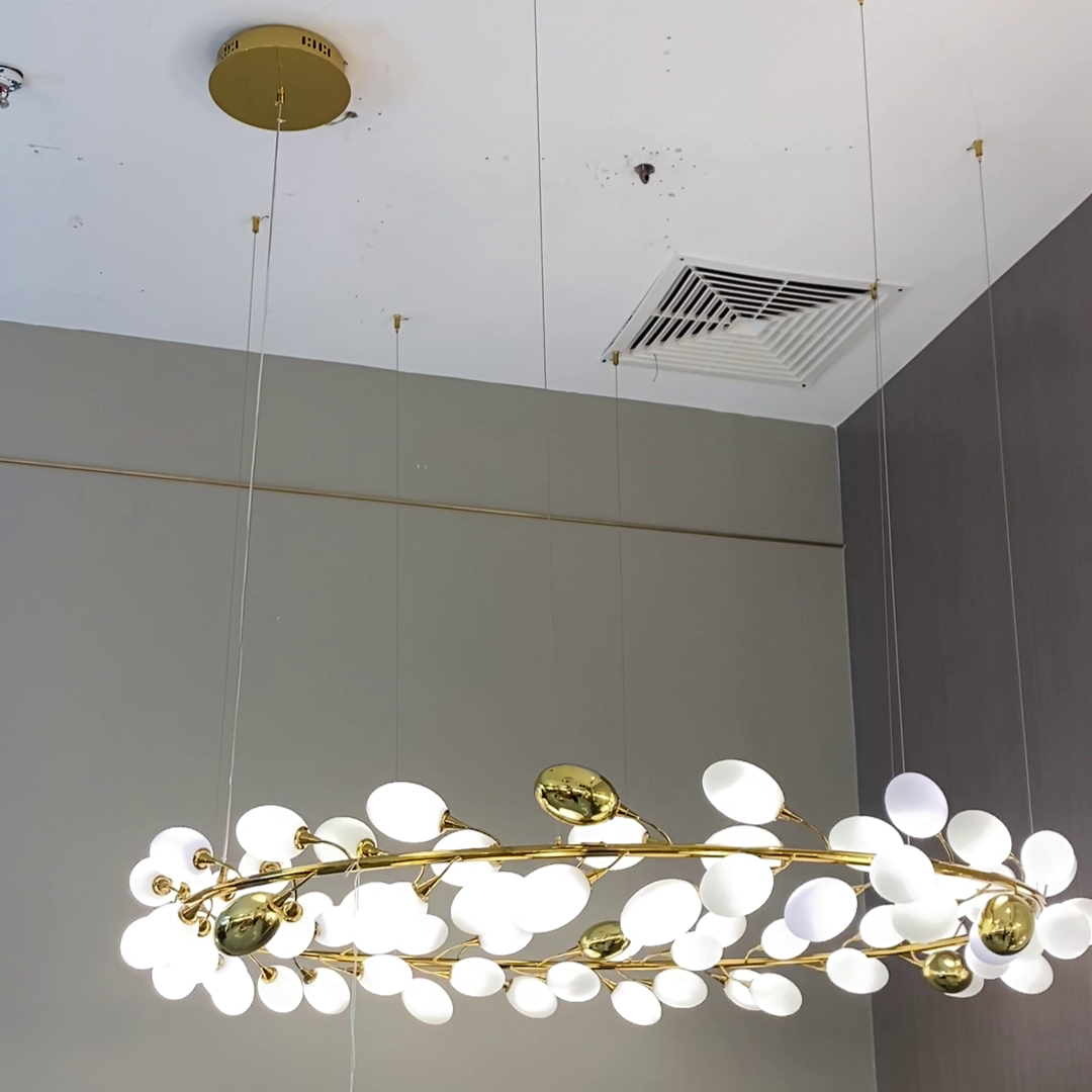 Modern Nordic Creative Art Designer Ring/Linear Pure White Grape Chandelier for Living/Dining Room