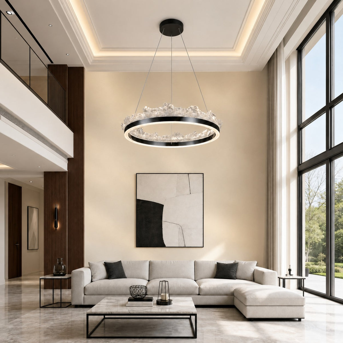 Wind & Wave Modern Sculptural Ring Chandelier