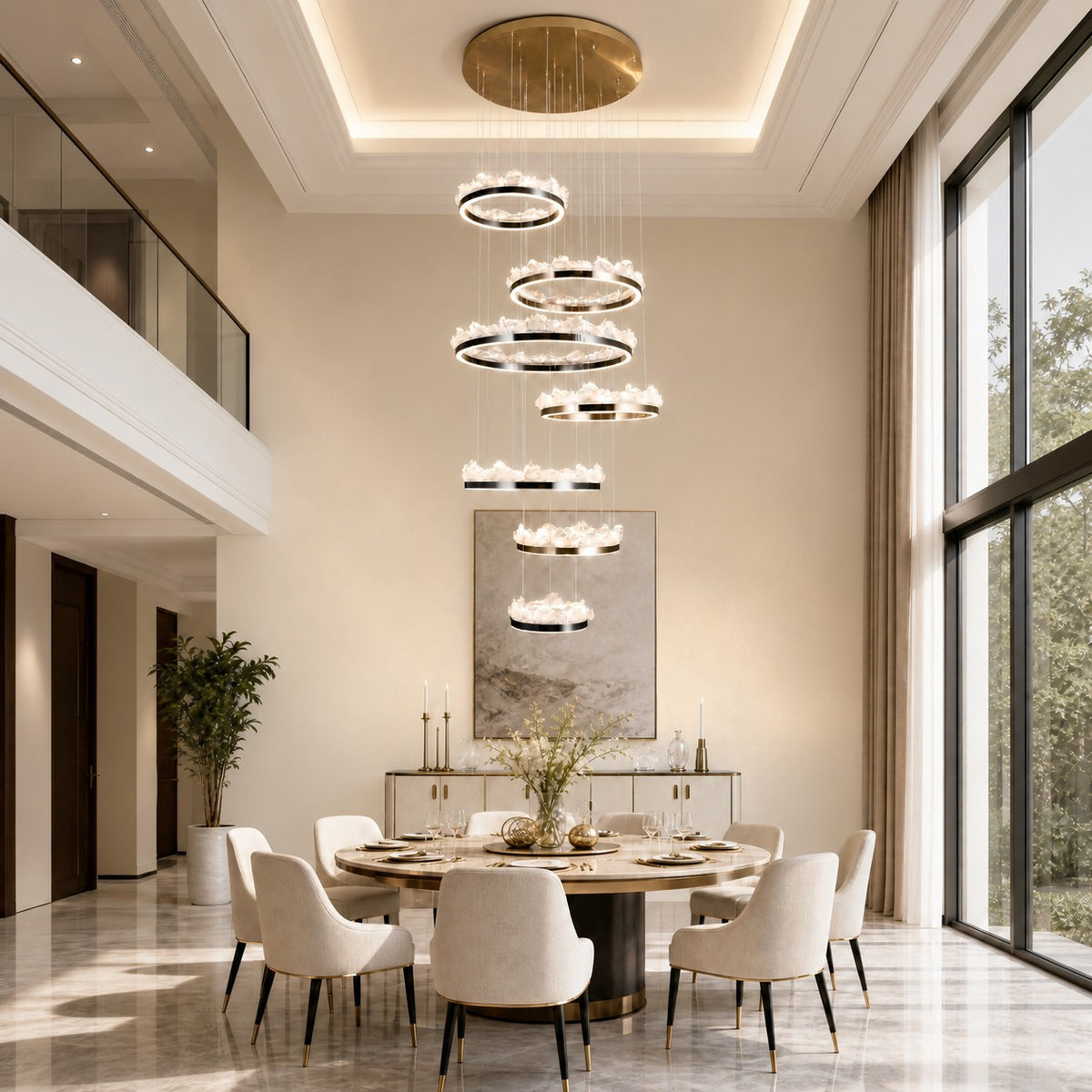 Wind & Wave Modern Sculptural Ring Chandelier