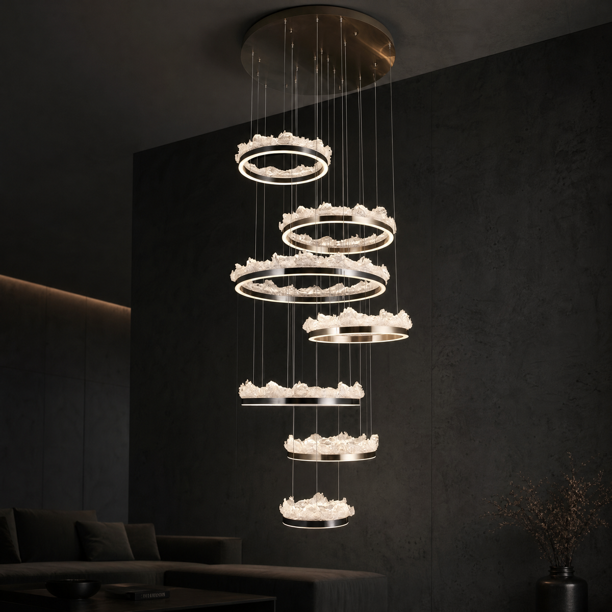 Wind & Wave Modern Sculptural Ring Chandelier
