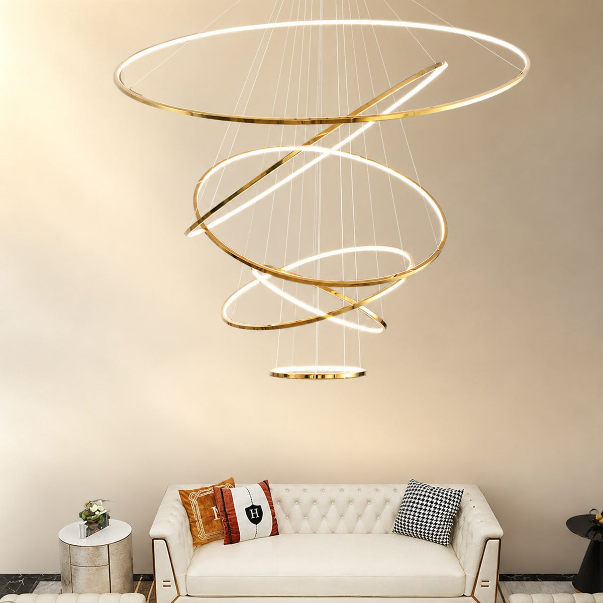 WOMO Large Tiered Ring LED Foyer Chandelier-WM2160