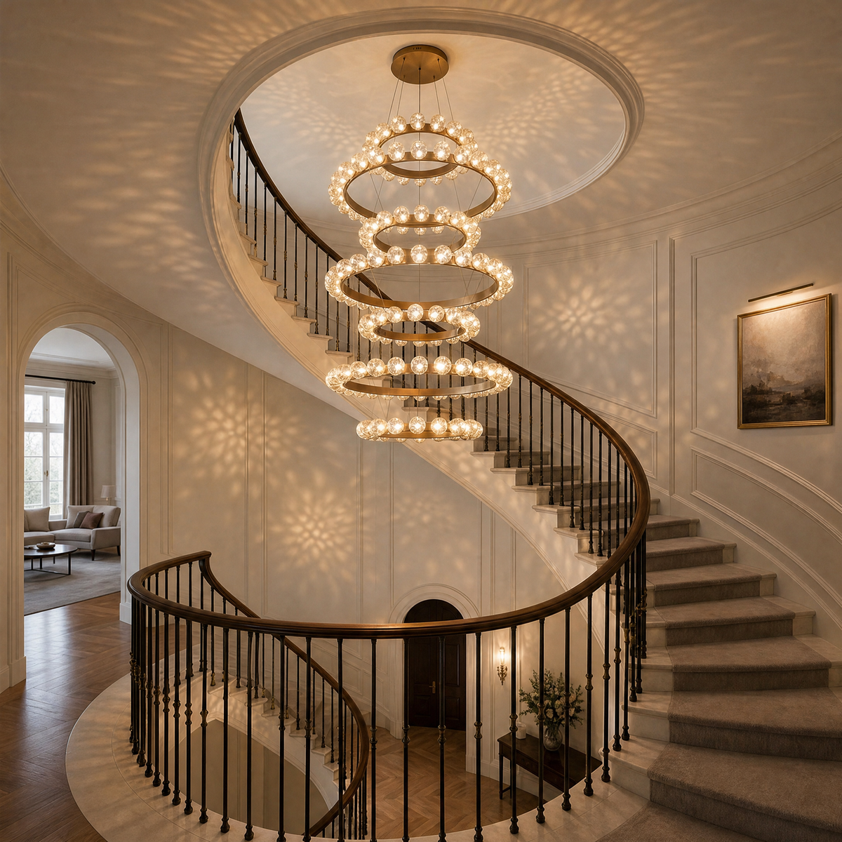 Ellison Glass Bubble Tiered Ring Chandelier