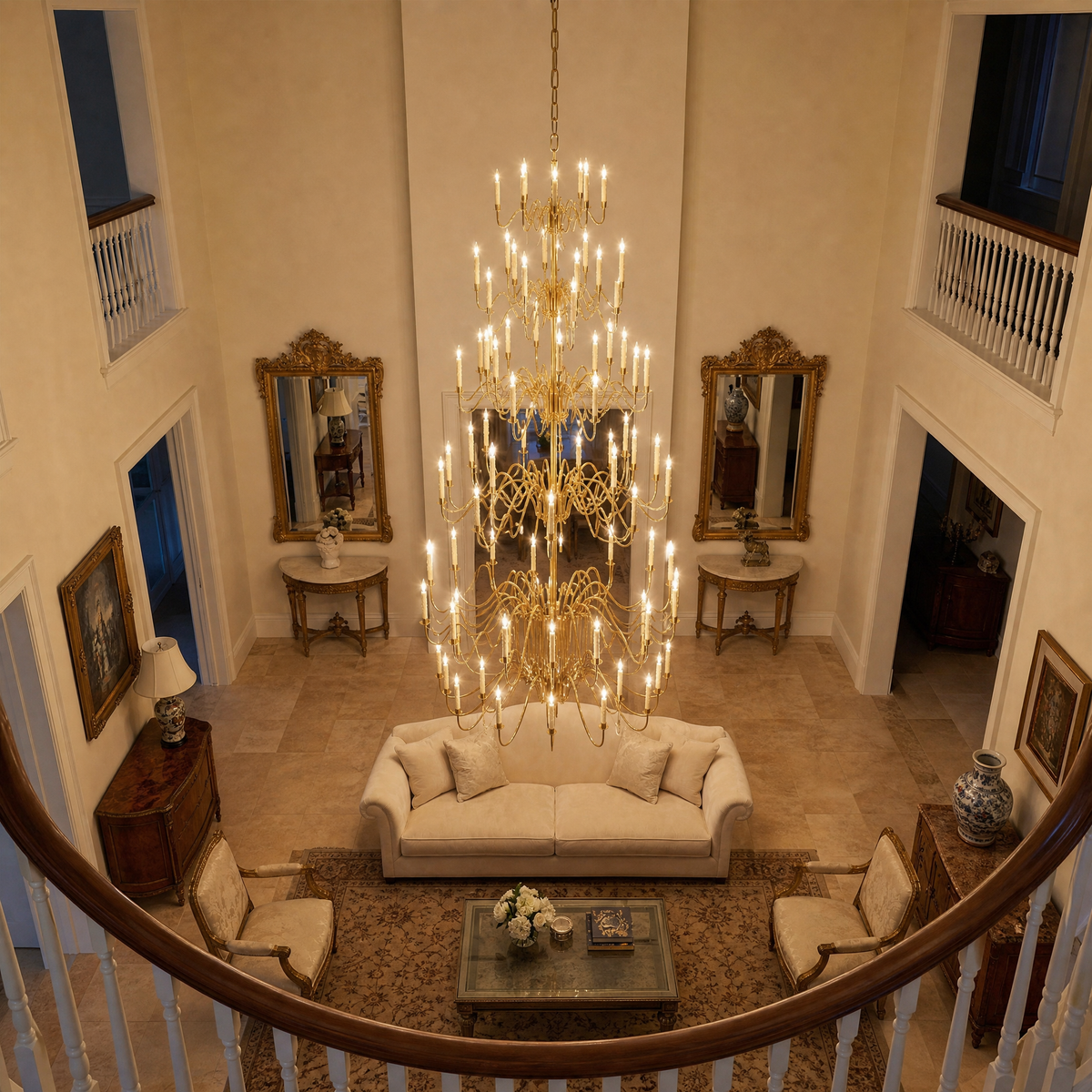 Orien Cascading Large Handmade Glass Chandelier 63"