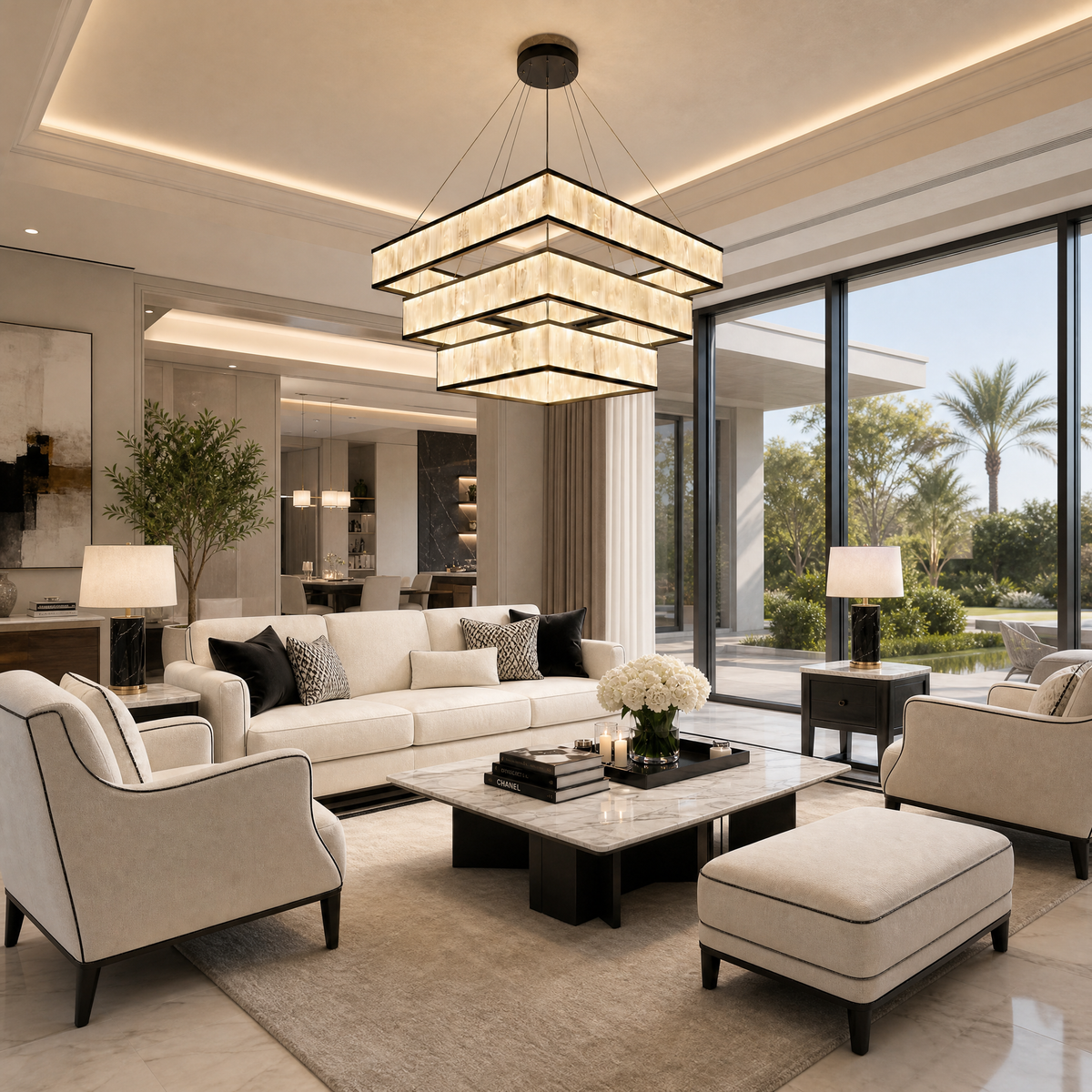 Ulien Black Moroccan Stone Chandelier