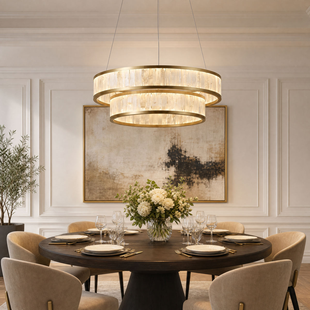 Ulien Modern Moroccan Stone Chandelier 31"