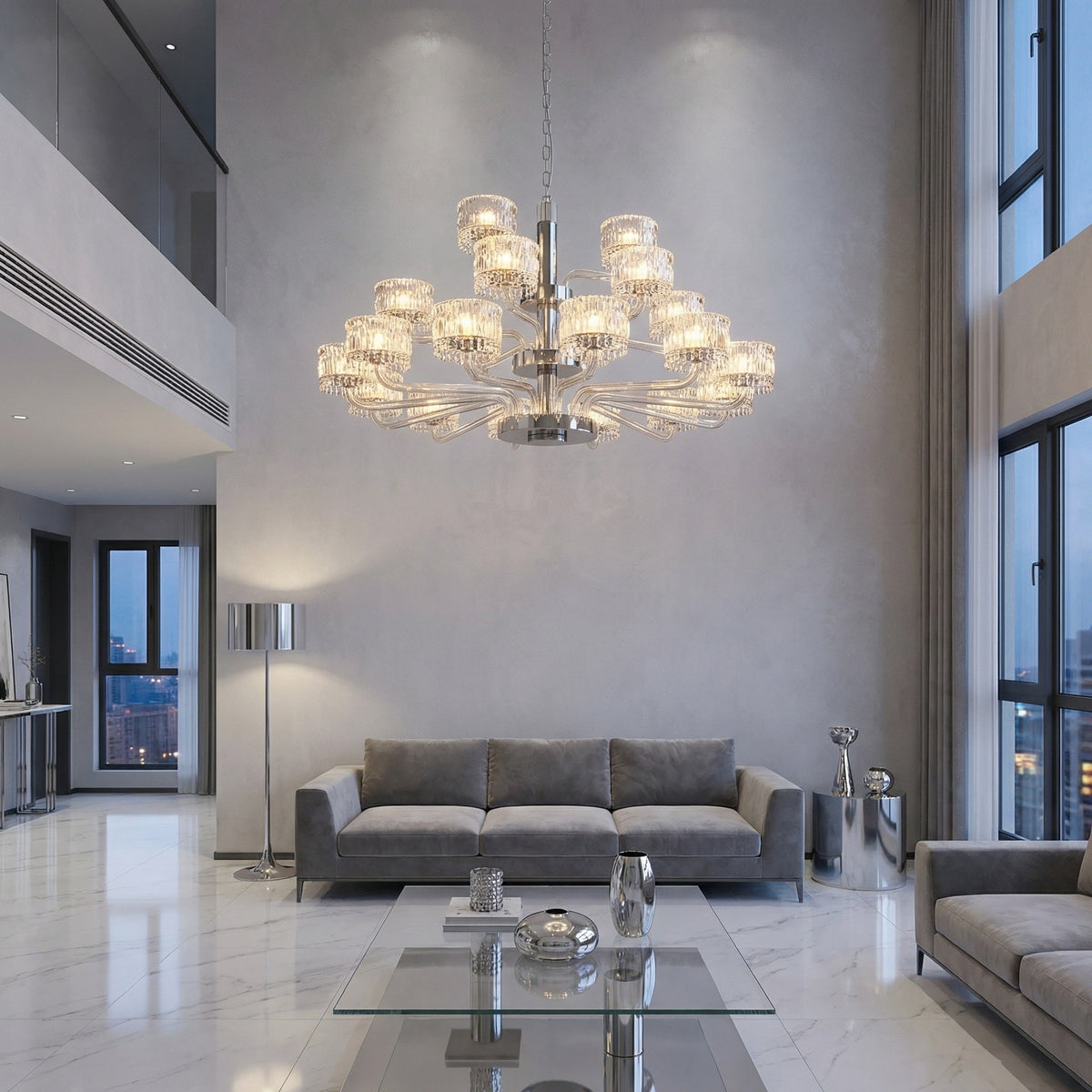 Daeia Transitional Chrome Crystal Chandelier