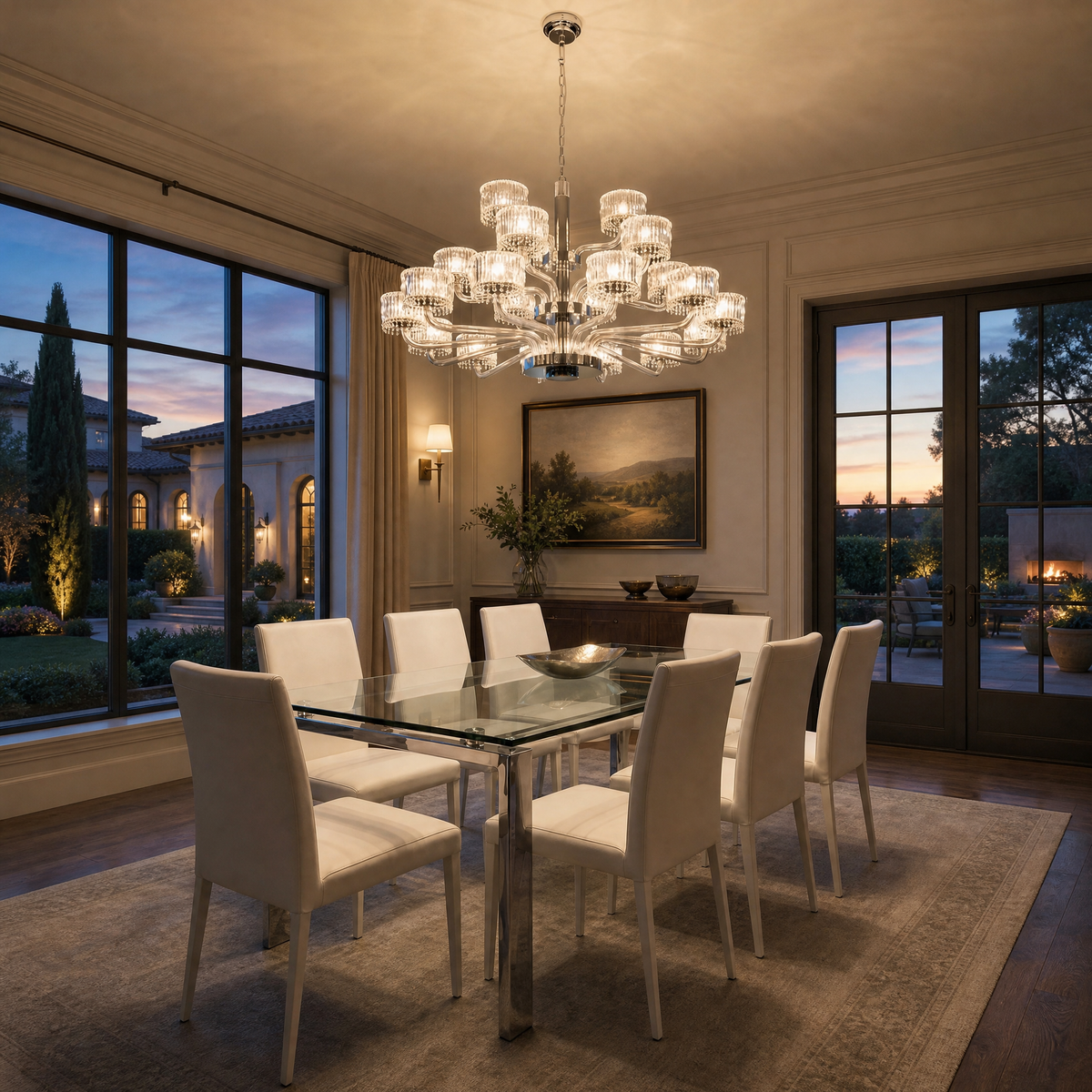 Daeia Transitional Chrome Crystal Chandelier