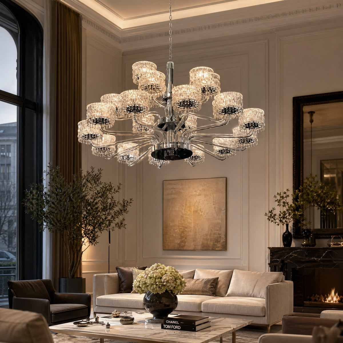 Daeia Transitional Chrome Crystal Chandelier
