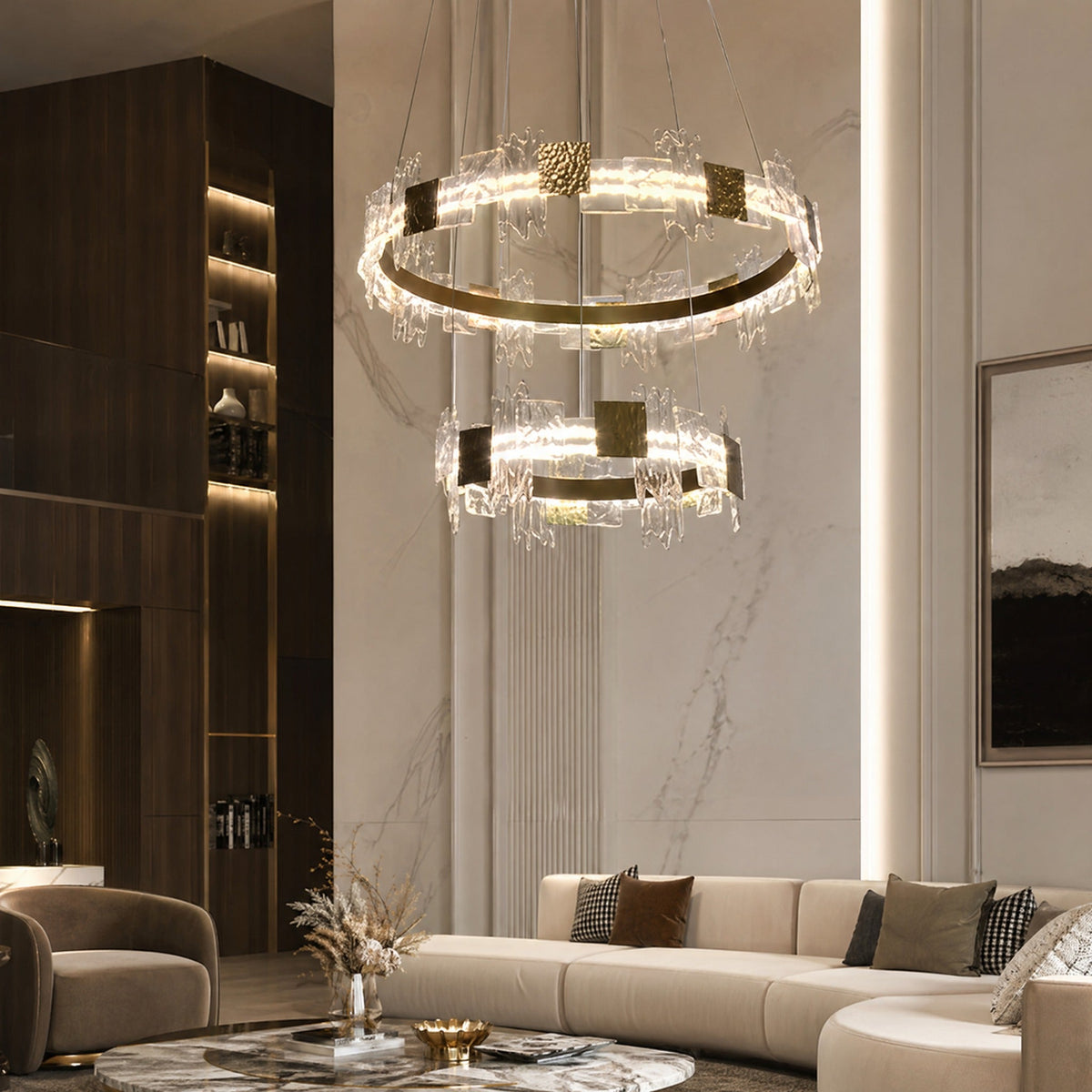 Elodie 2 Tiers Modern Gold Chandelier