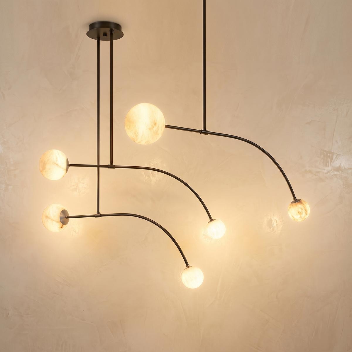 Arc Orb Alabaster Pendant Light