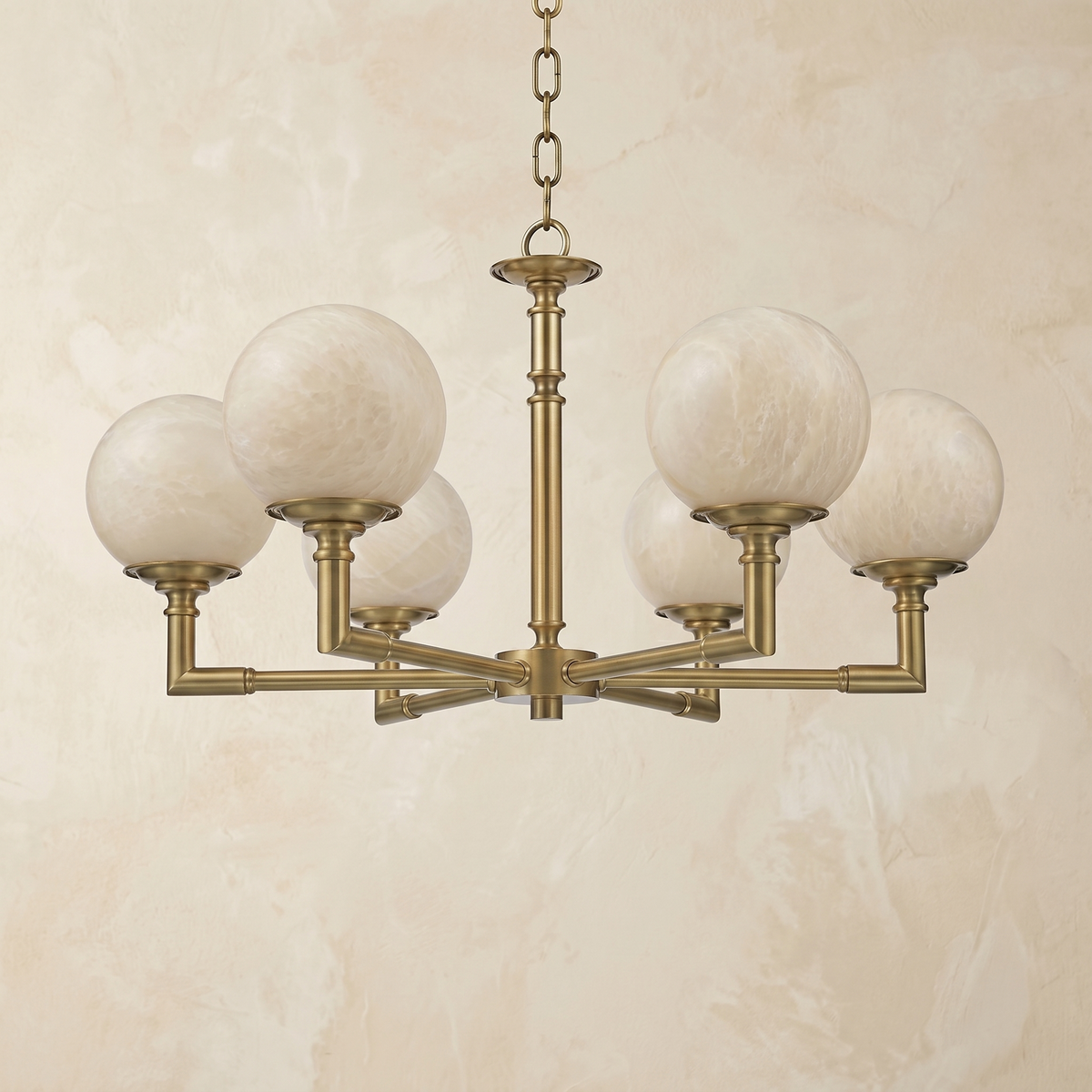 Brass Orb Classic Alabaster Pendant Light
