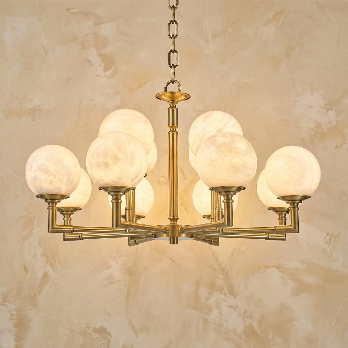 Brass Orb Classic Alabaster Pendant Light