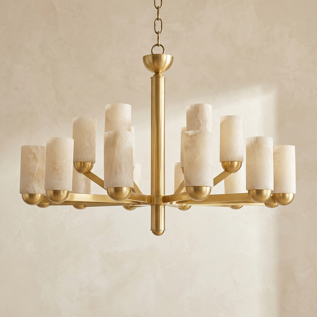 Cylinder Shade Alabaster Pendant Light