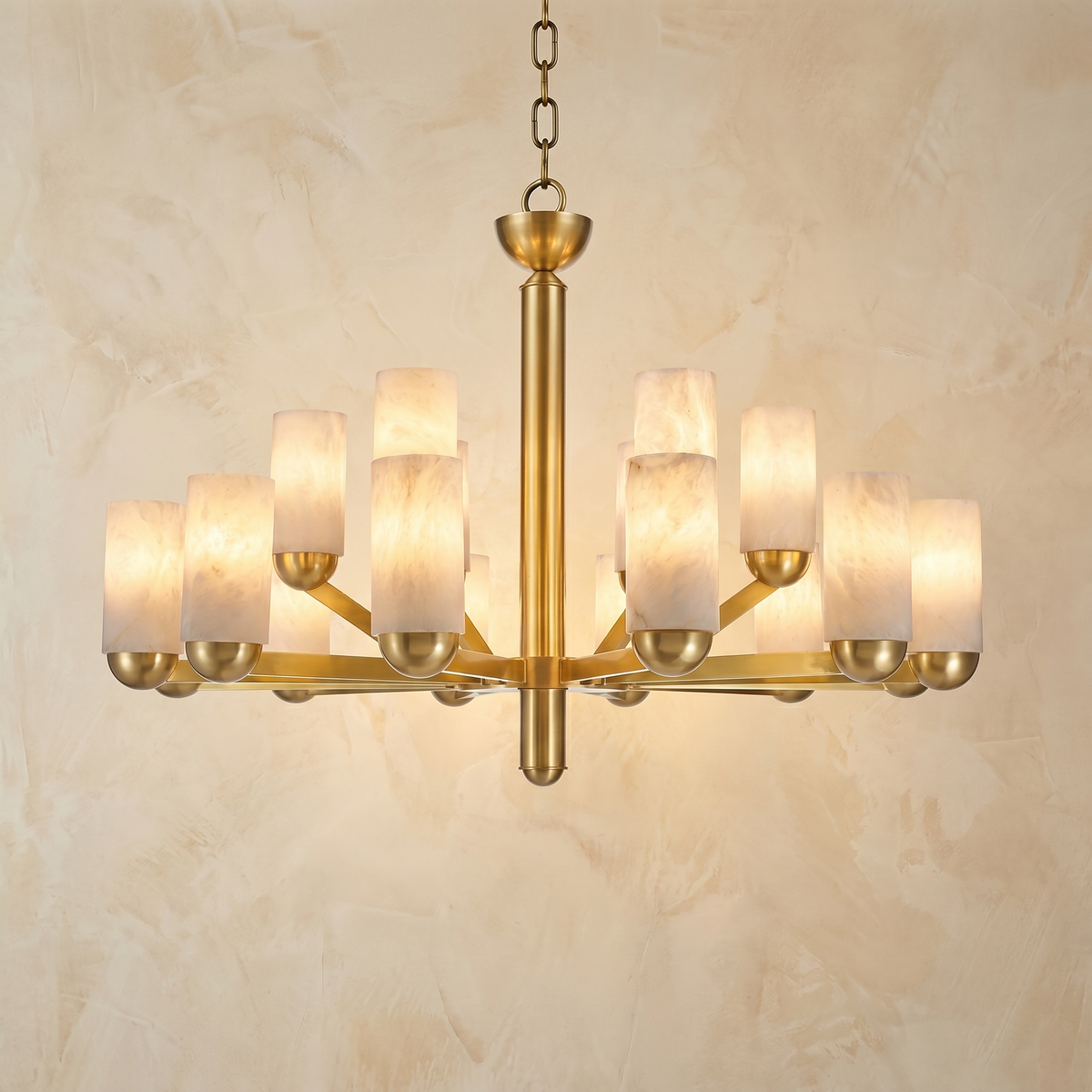 Cylinder Shade Alabaster Pendant Light