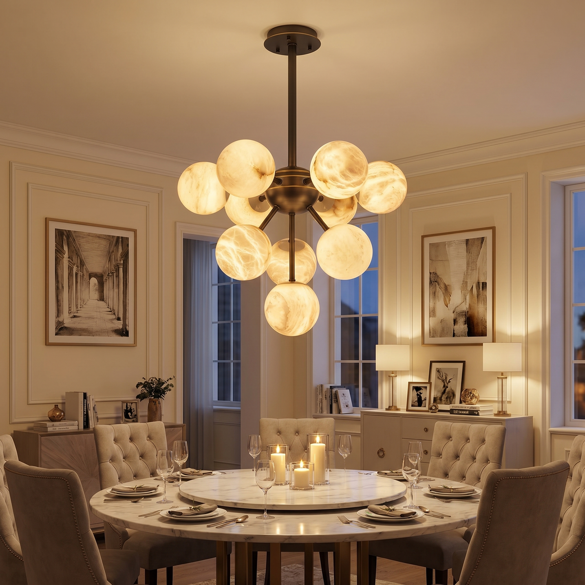 Orb Cluster Alabaster Pendant Light