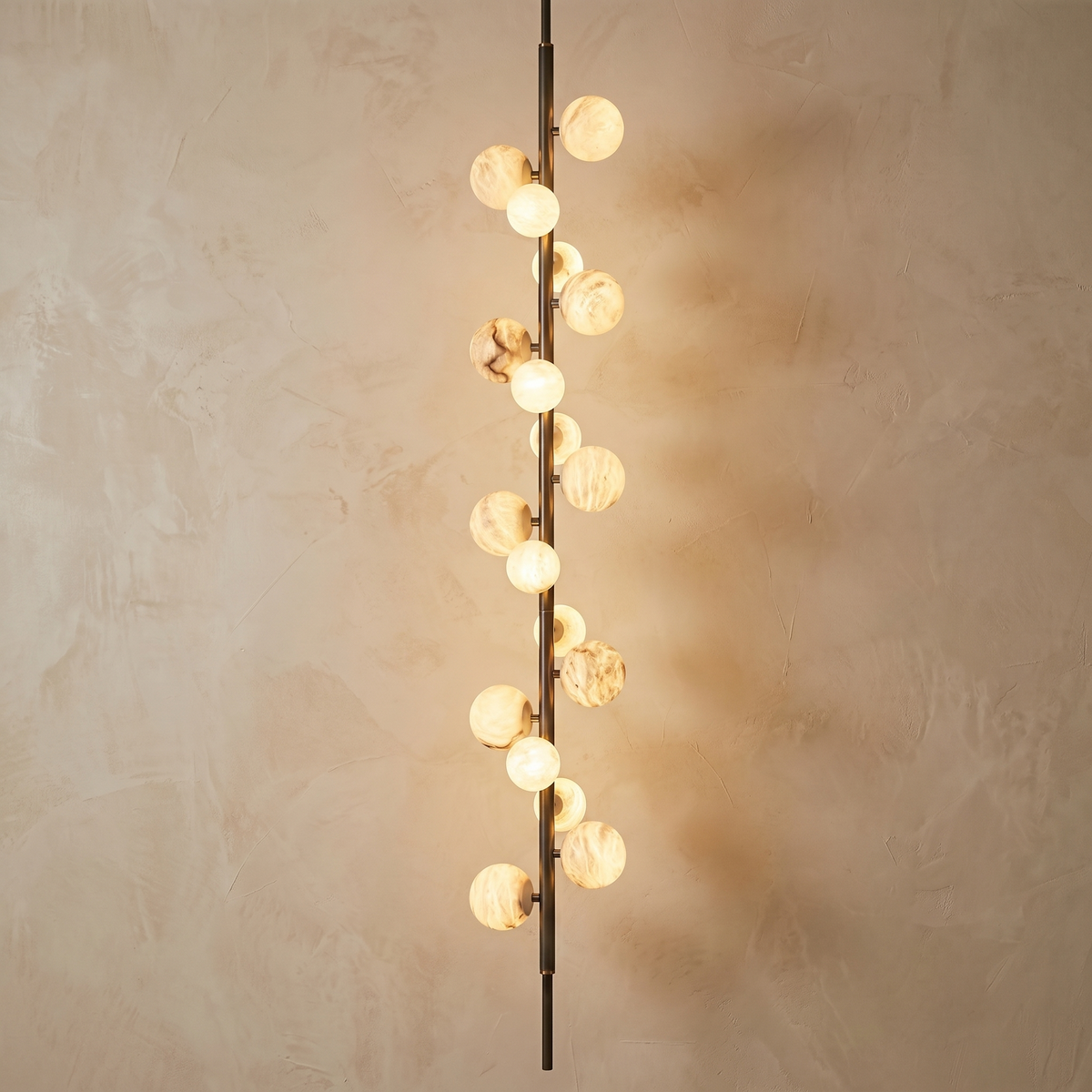 Vertical Orb Cascade Alabaster Pendant Light