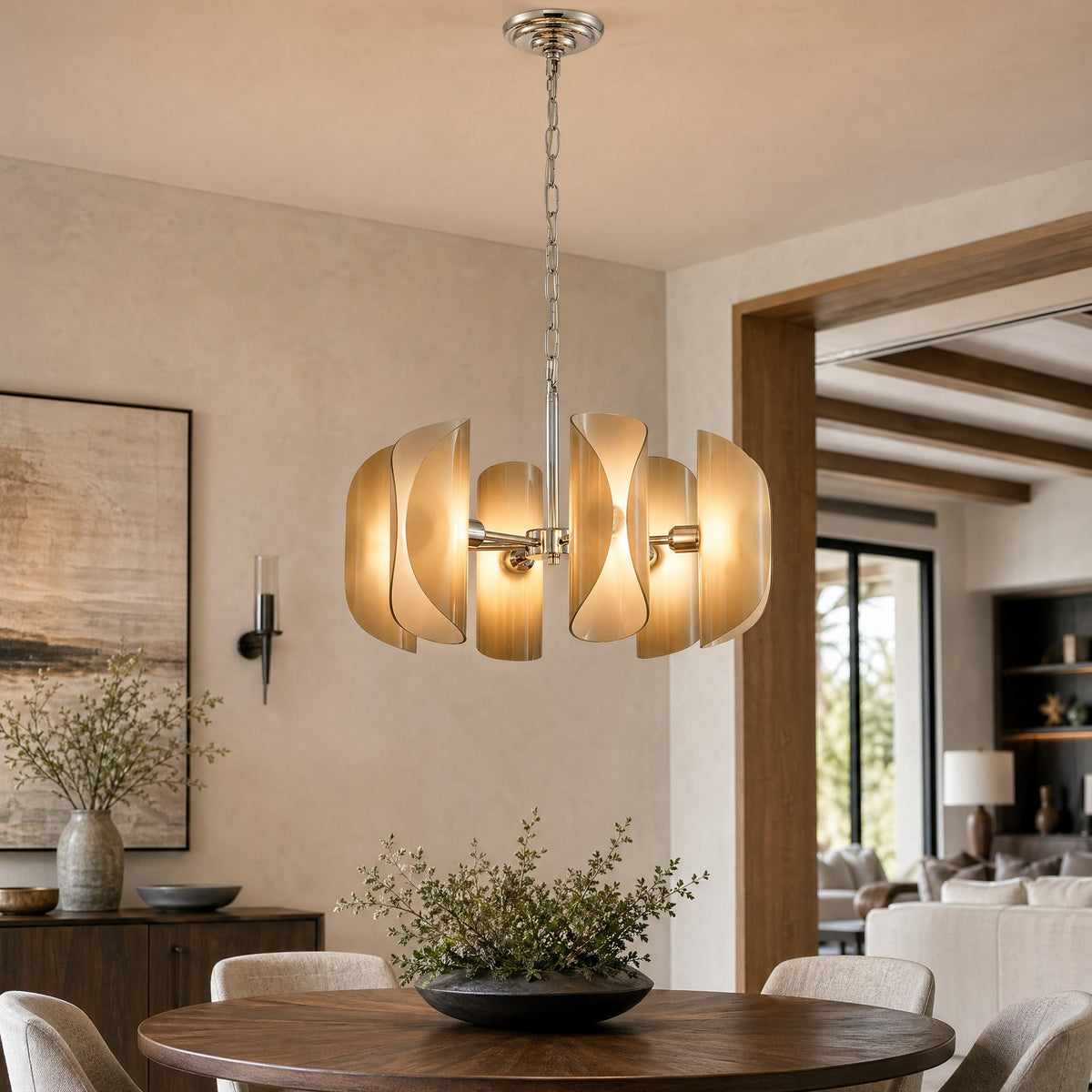Ilyia Modern Chrome Glass Pendant Light