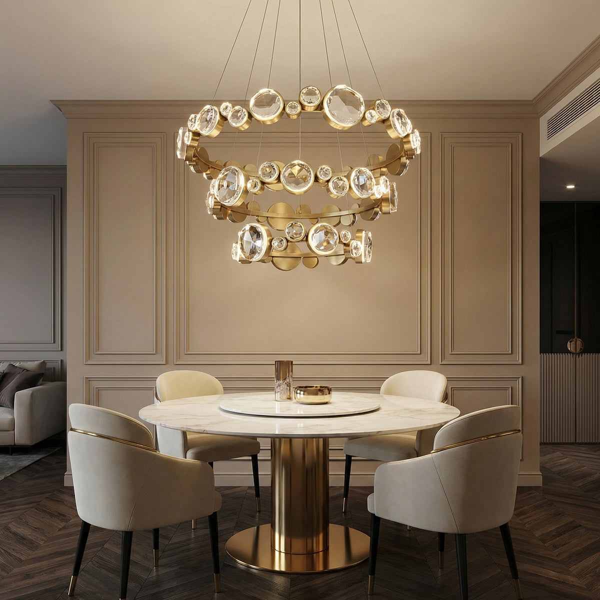 Gween Round Crystal Modern Chandelier