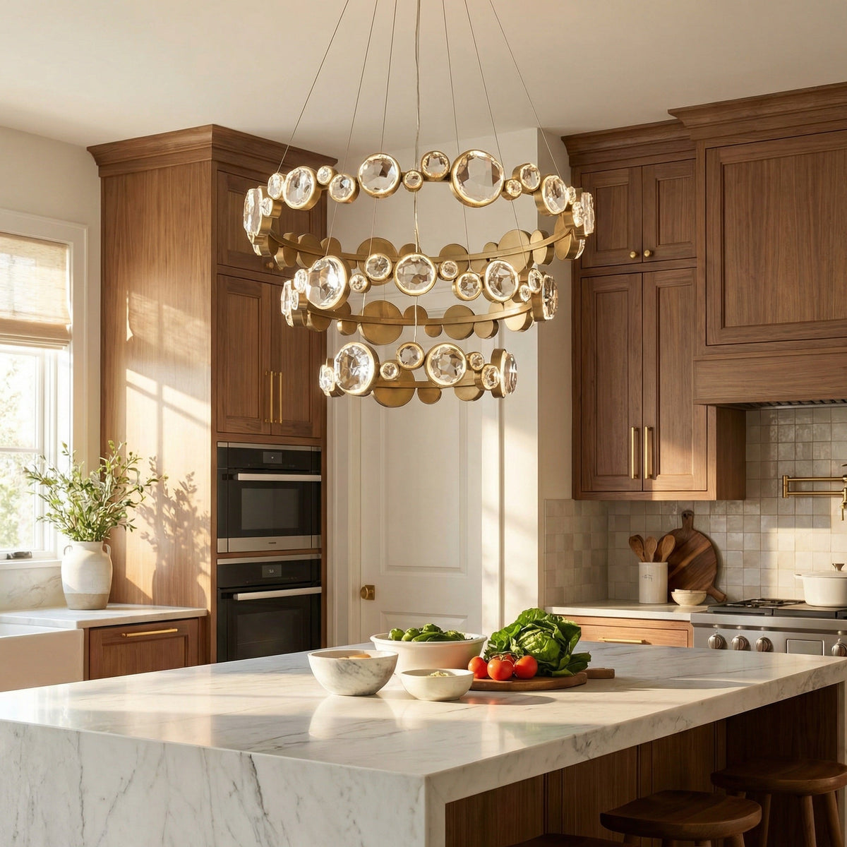 Gween Round Crystal Modern Chandelier