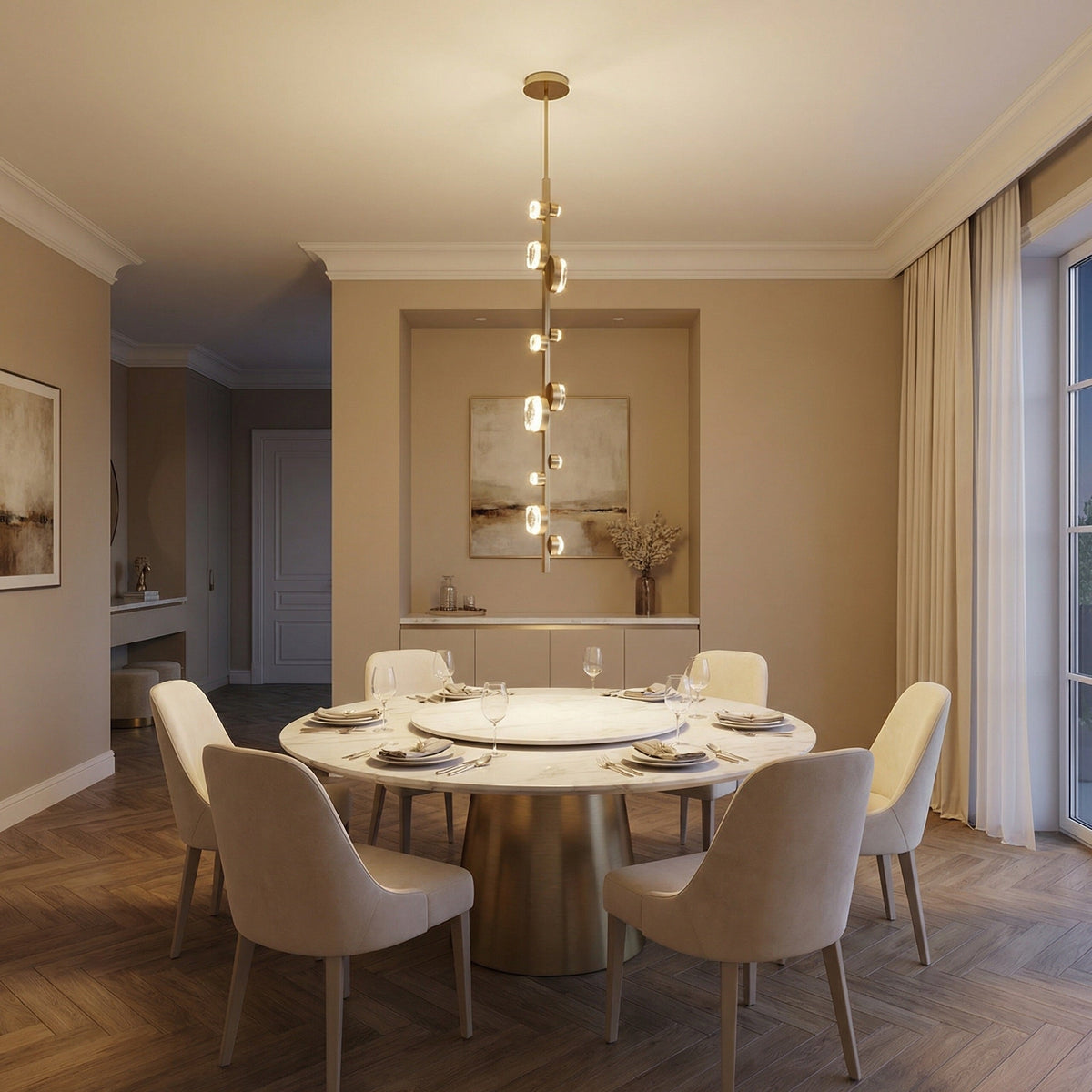 Gween Round Crystal Modern Chandelier