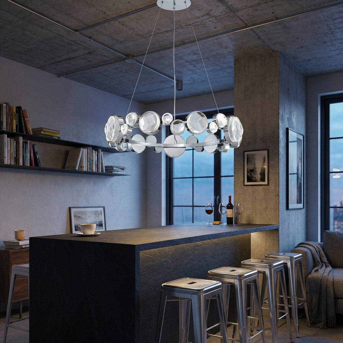 Gween Round Crystal Modern Chandelier