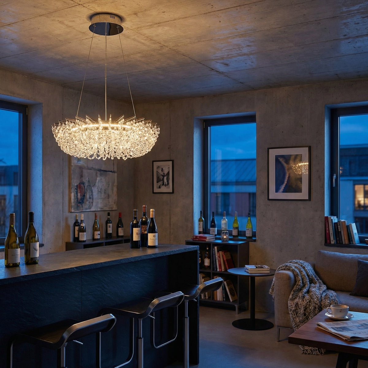 Maris Round Crystal Chandelier