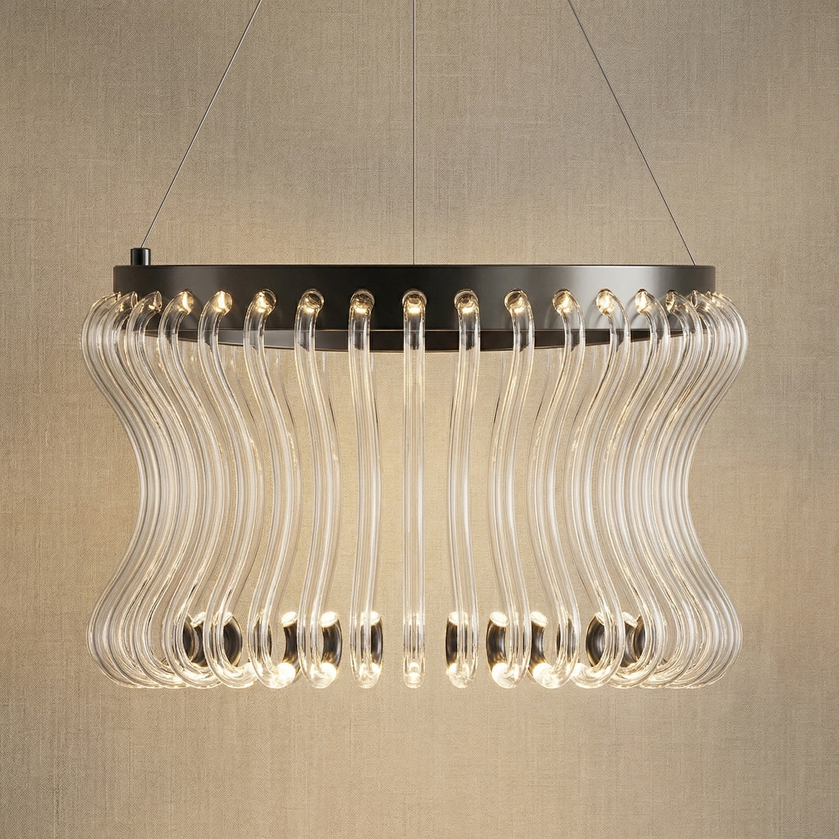 Yoria Glass Round Chandelier 21.6"D