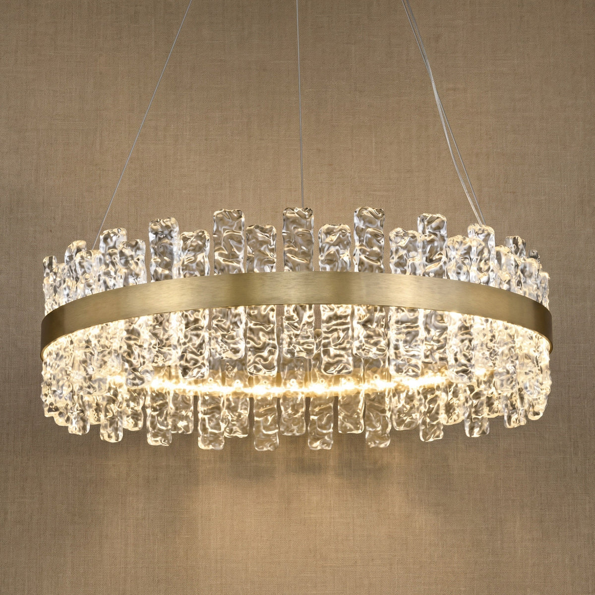 Brushed Gold Glass Fringe Modern Chandelier