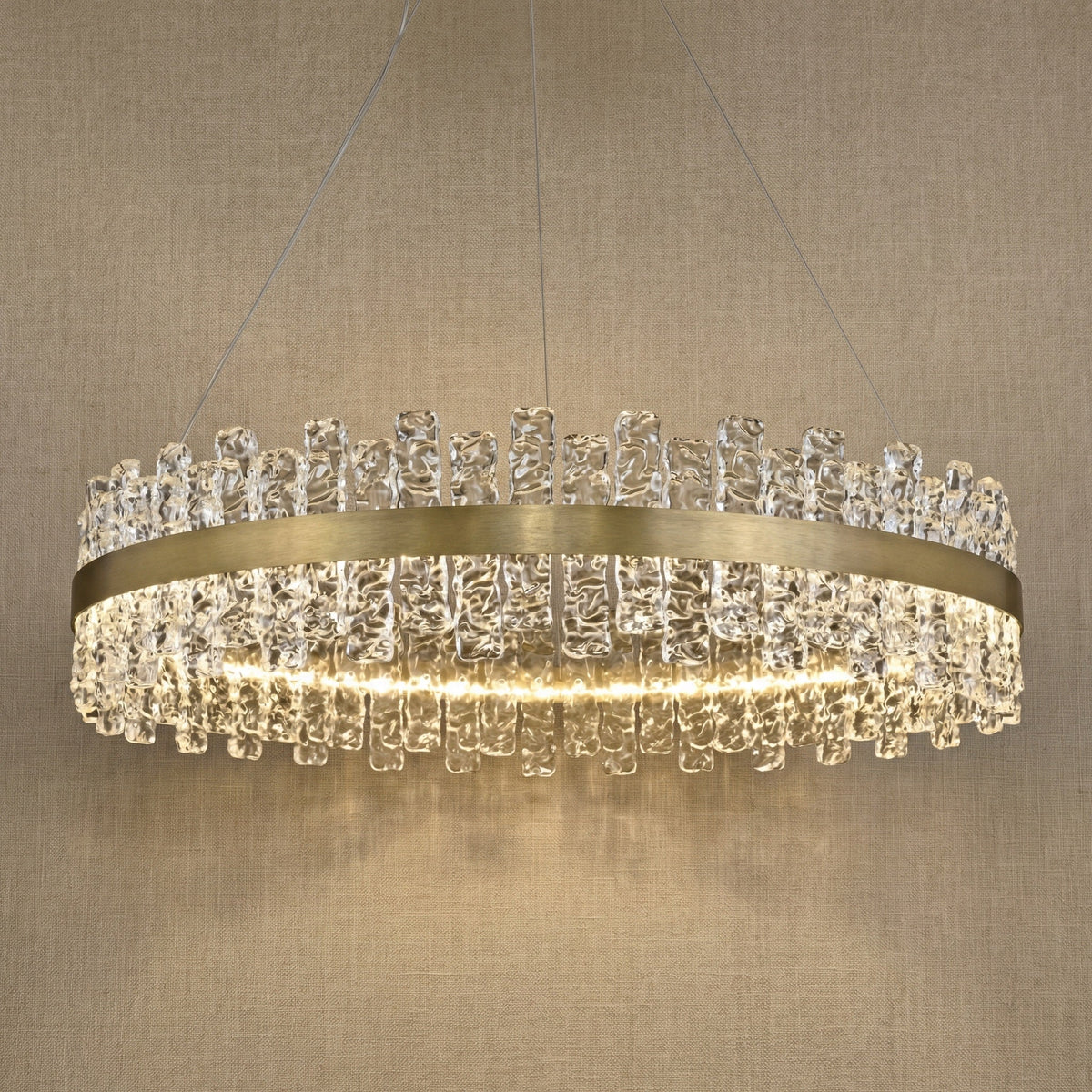 Brushed Gold Glass Fringe Modern Chandelier