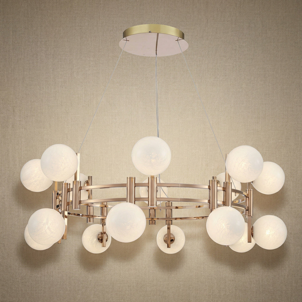 Arien Frosted Glass Globe Round Chandelier 39.4"