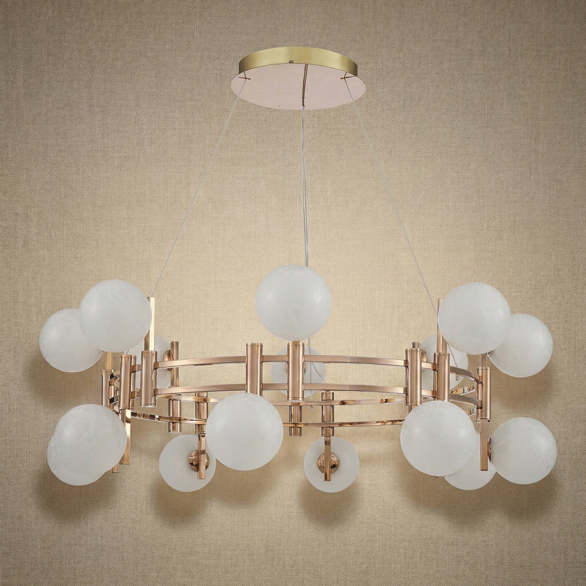 Arien Frosted Glass Globe Round Chandelier 39.4"