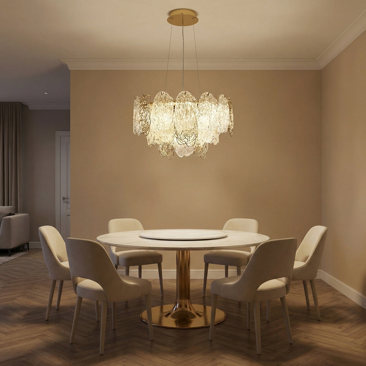 Pryen Artisan Glass Round Chandelier