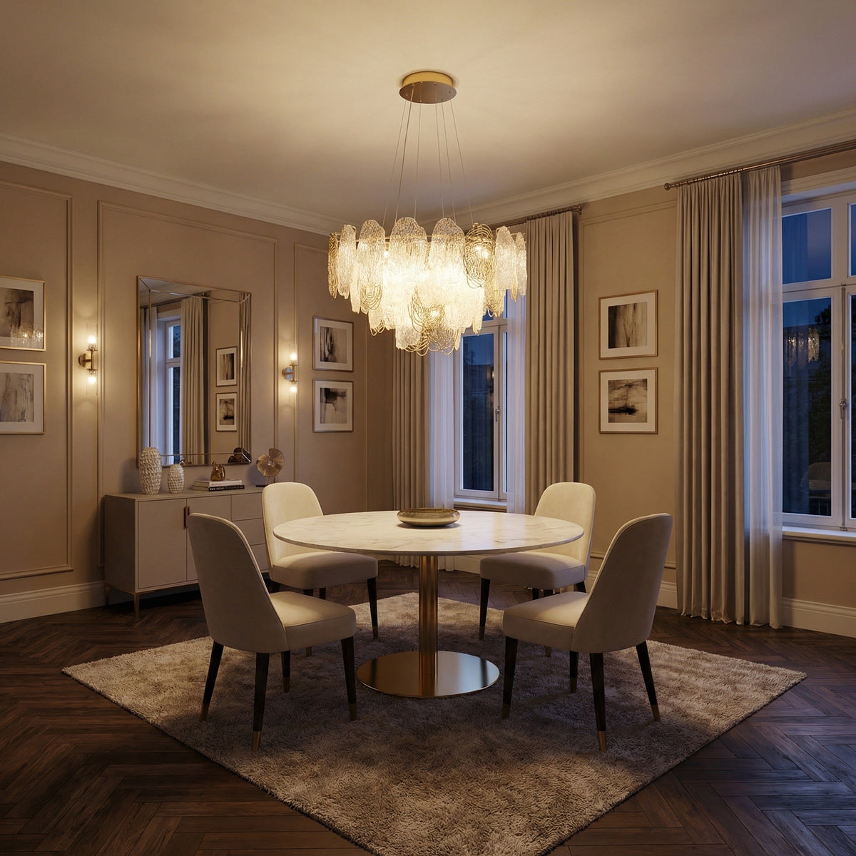 Pryen Artisan Glass Round Chandelier