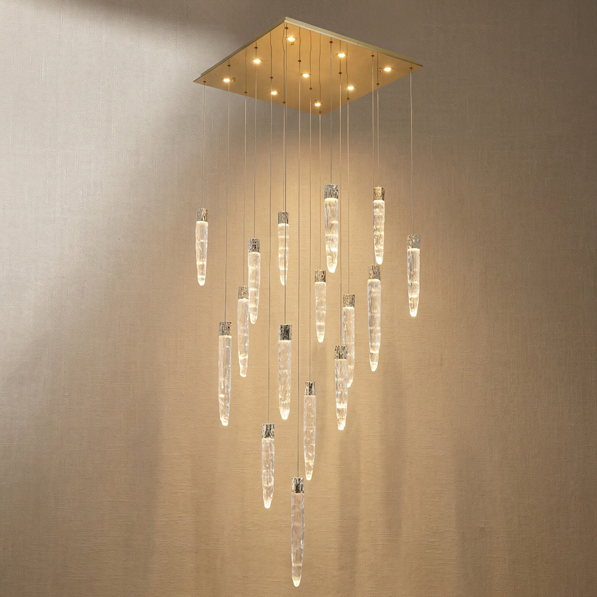 Halia Icicle Crystal Glass Square Chandelier 31.5"