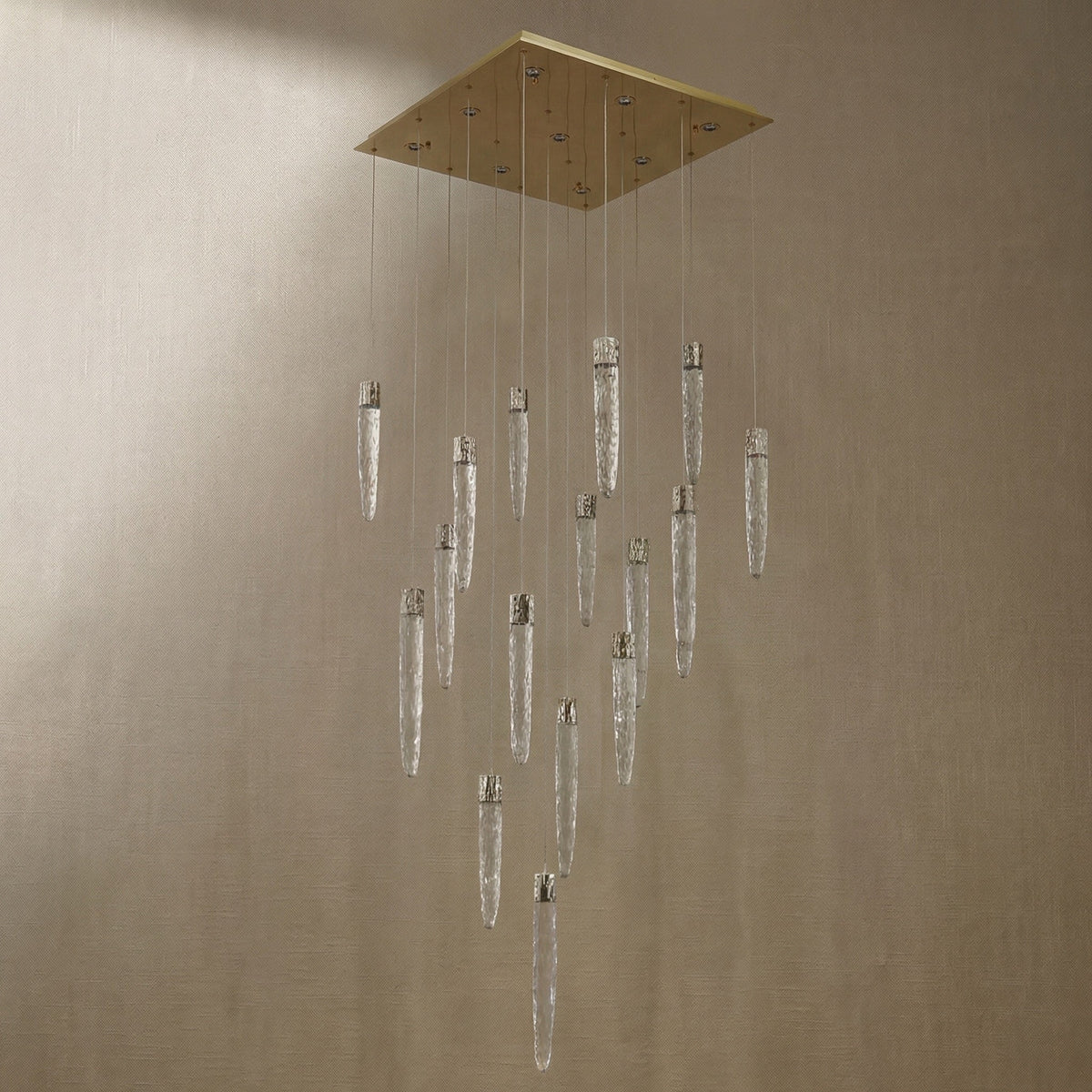 Halia Icicle Crystal Glass Square Chandelier 31.5"