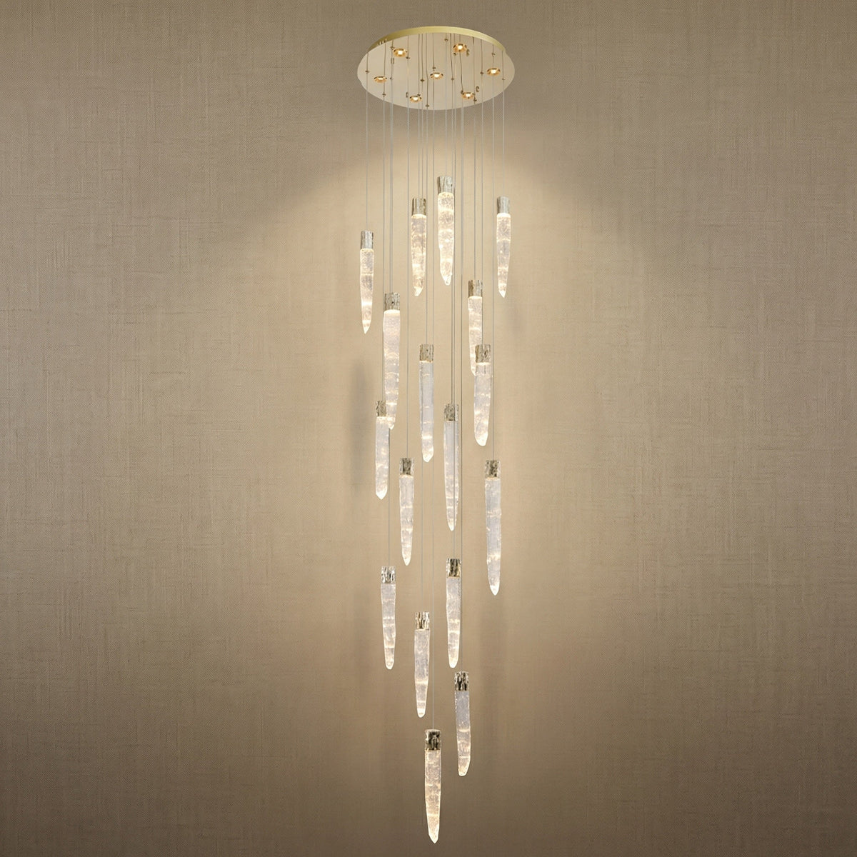 Halia Icicle Crystal Glass Stairwell Chandelier 47" D