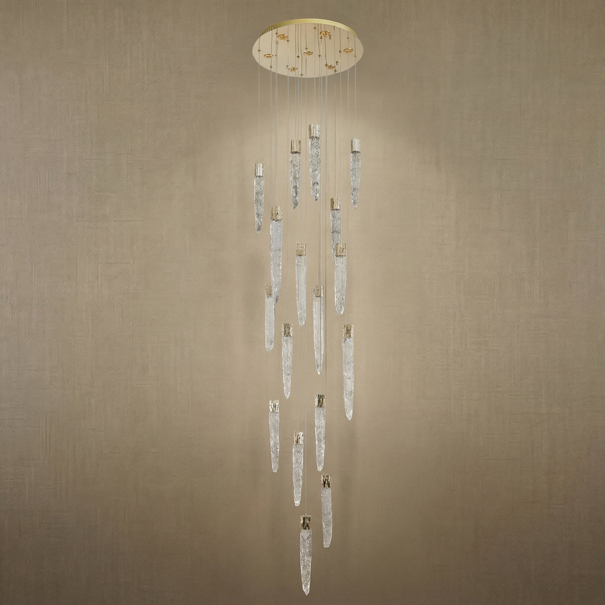 Halia Icicle Crystal Glass Stairwell Chandelier 47" D