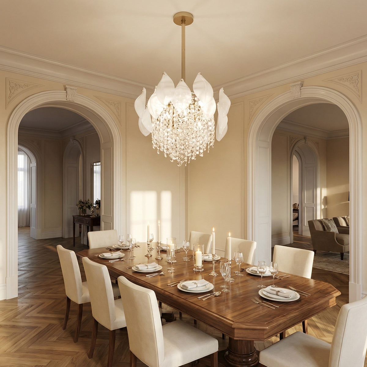 Vivienne Frosted Glass & Crystal Chandelier