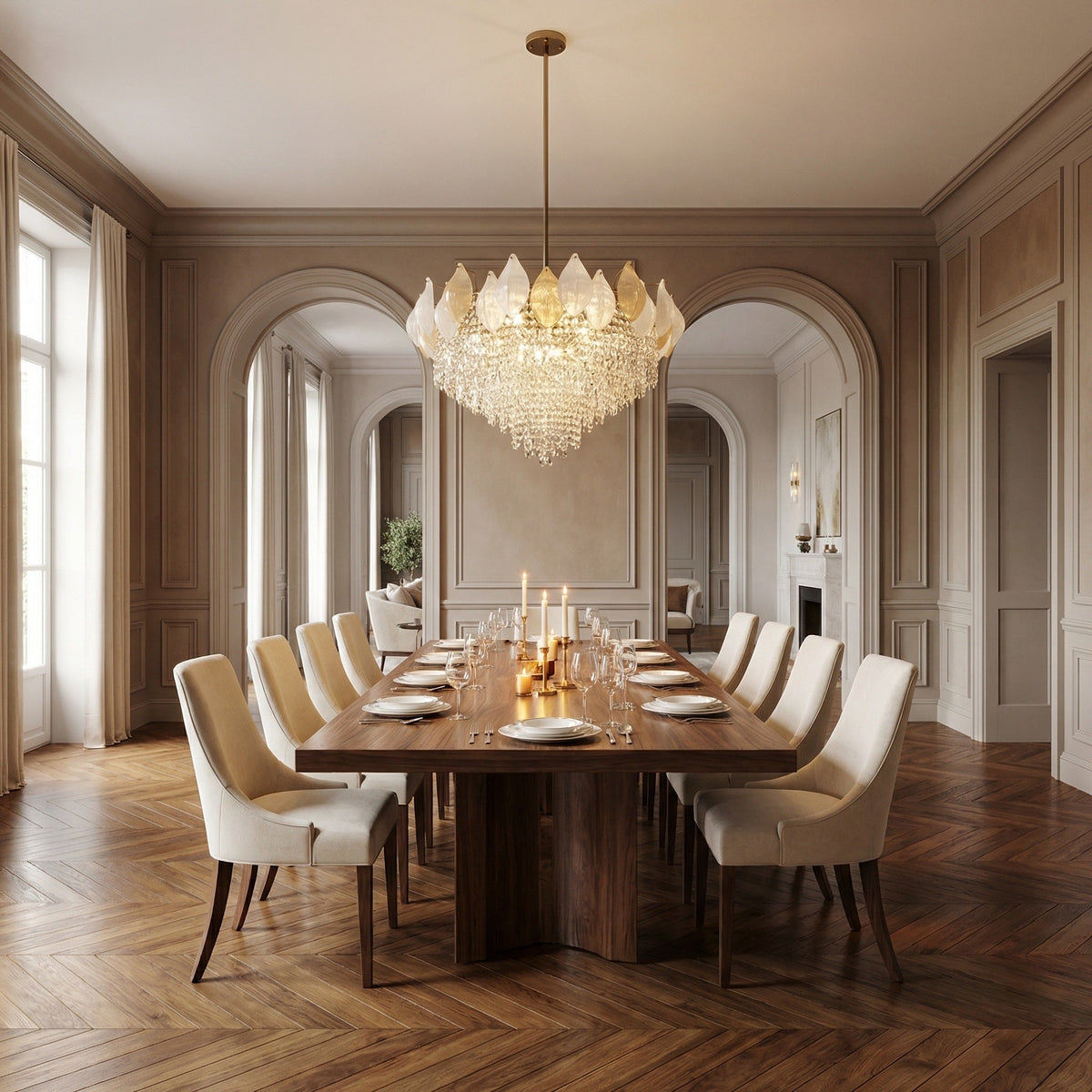 Vivienne Frosted Glass & Crystal Chandelier