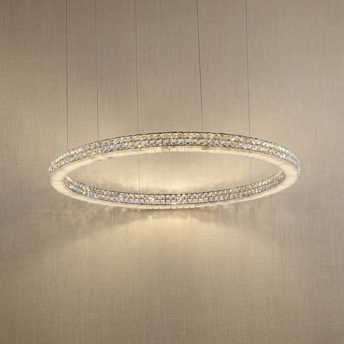 Daeis Crystal and Alabaster Chandelier