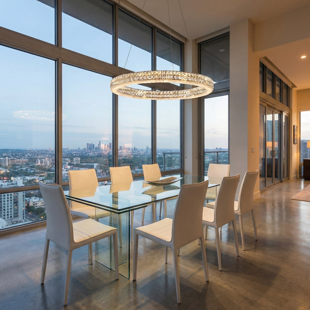 Daeis Crystal and Alabaster Chandelier