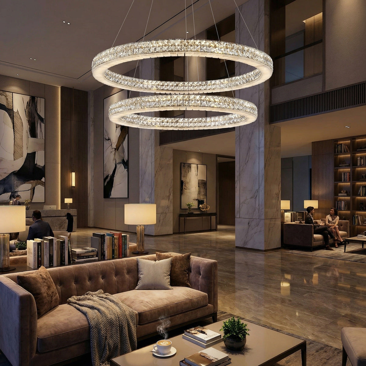 Daeis Crystal and Alabaster Chandelier